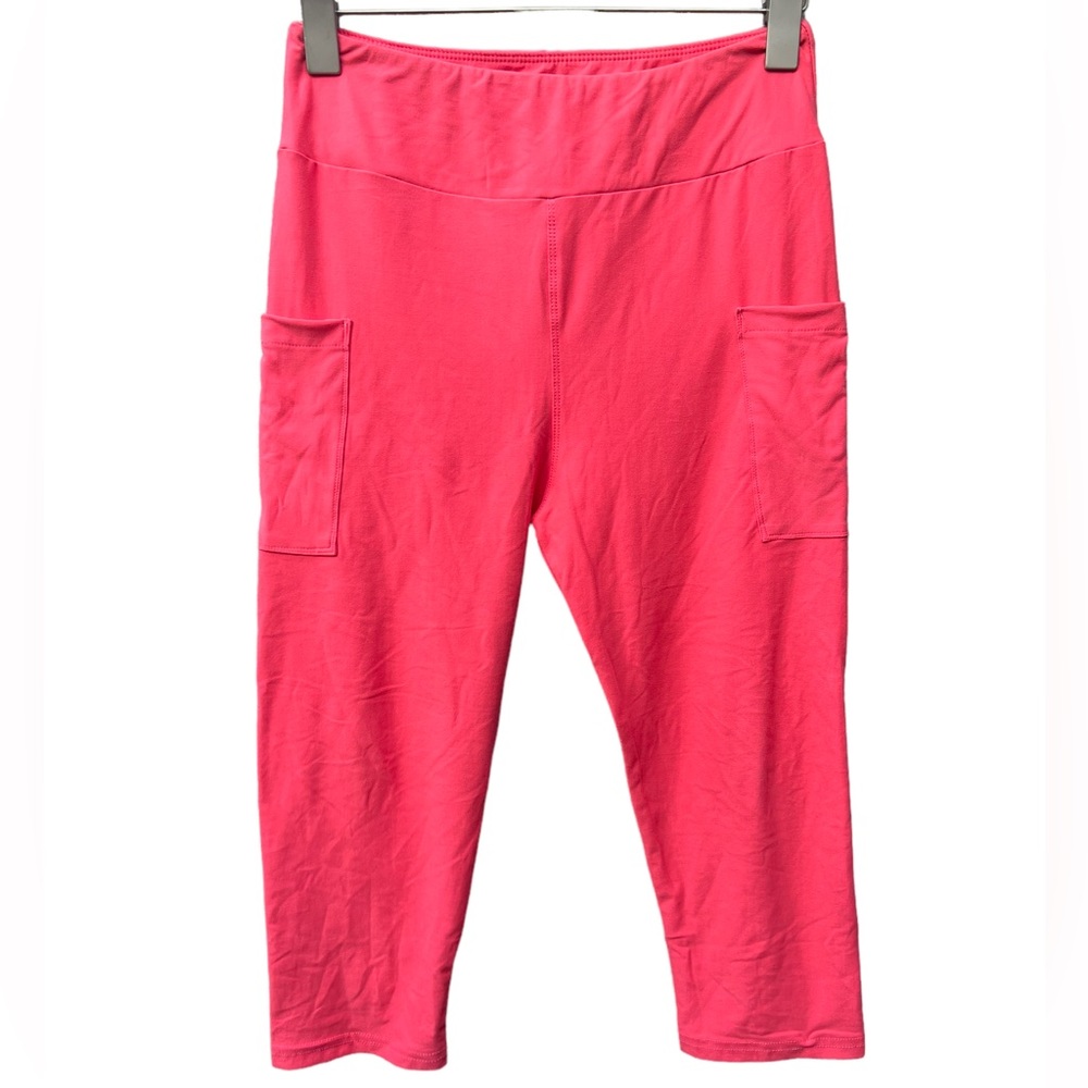 Treasure Lilly Super Soft Cropped Leggings w/pockets  Coral Size OS